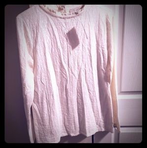 NWT Loft cream jacquard lace top